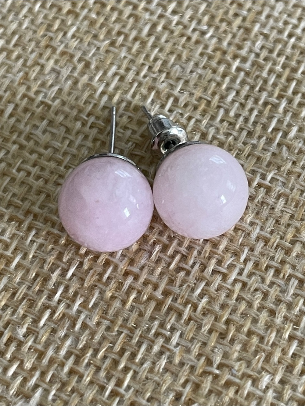 Pink Rose Quartz Stud Earrings
